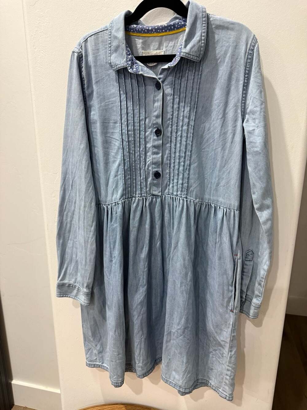 Johnnie B Light Wash Denim Shirt Dress with Pockets